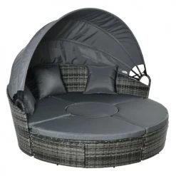 Outsunny Bains De Soleil Et Chaises Longues Lit Canapé Jardin Modulable Grand Confort Résine Polyester Gris