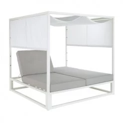 Maisons Du Monde Bains De Soleil Et Chaises Longues Lit De Jardin En Aluminium Blanc -Fauteuils de jardin Soldes Boutique lit de jardin en aluminium blanc 1000 4 20 175172 4