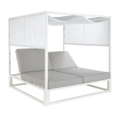 Maisons Du Monde Bains De Soleil Et Chaises Longues Lit De Jardin En Aluminium Blanc -Fauteuils de jardin Soldes Boutique lit de jardin en aluminium blanc 1000 4 20 175172 5