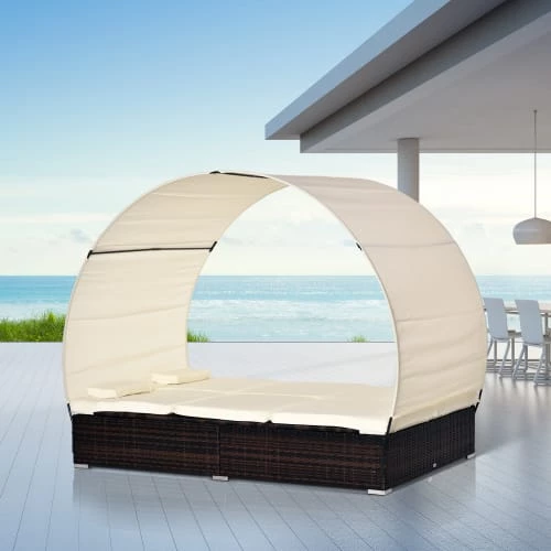 Outsunny Bains De Soleil Et Chaises Longues Lit De Jardin Modulable 2 Places Avec Matelas Résine 4 Fils Chocolat 4 Outsunny Bains De Soleil Et Chaises Longues Lit De Jardin Modulable 2 Places Avec Matelas Résine 4 Fils Chocolat – Image 2