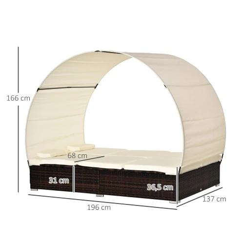 Outsunny Bains De Soleil Et Chaises Longues Lit De Jardin Modulable 2 Places Avec Matelas Résine 4 Fils Chocolat 5 Outsunny Bains De Soleil Et Chaises Longues Lit De Jardin Modulable 2 Places Avec Matelas Résine 4 Fils Chocolat – Image 3