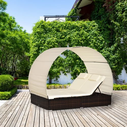 Outsunny Bains De Soleil Et Chaises Longues Lit De Jardin Modulable 2 Places Avec Matelas Résine 4 Fils Chocolat 6 Outsunny Bains De Soleil Et Chaises Longues Lit De Jardin Modulable 2 Places Avec Matelas Résine 4 Fils Chocolat – Image 4