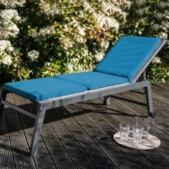 Oviala Matelas Pour Bain De Soleil Lot 2 Coussins Bain De Soleil Polyester Bleu 186x53x5 Cm -Fauteuils de jardin Soldes Boutique lot 2 coussins bain de soleil polyester bleu 186x53x5 cm 2