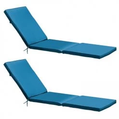 Oviala Matelas Pour Bain De Soleil Lot 2 Coussins Bain De Soleil Polyester Bleu 186x53x5 Cm