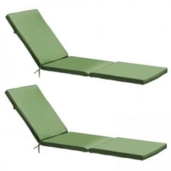 Oviala Matelas Pour Bain De Soleil Lot 2 Coussins Bain De Soleil Polyester Vert 186x53x5 Cm