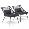 Oviala Fauteuils De Jardin Lot 2 Fauteuils En Acier Noir -Fauteuils de jardin Soldes Boutique lot 2 fauteuils en acier noir