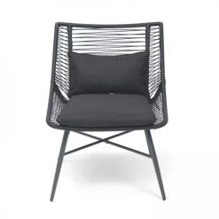 Oviala Fauteuils De Jardin Lot 2 Fauteuils En Acier Noir -Fauteuils de jardin Soldes Boutique lot 2 fauteuils en acier noir 5