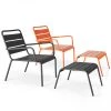 Oviala Fauteuils De Jardin Lot 2 Fauteuils Relax Avec Repose-pieds Métal Gris Et Orange -Fauteuils de jardin Soldes Boutique lot 2 fauteuils relax avec repose pieds metal gris et orange