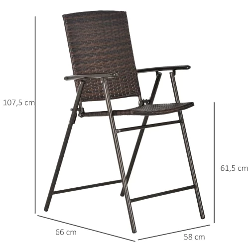 Outsunny Chaises De Jardin Lot 4 Tabourets De Bar Pliable Style Colonial Résine Tressée Chocolat 5 Outsunny Chaises De Jardin Lot 4 Tabourets De Bar Pliable Style Colonial Résine Tressée Chocolat – Image 3