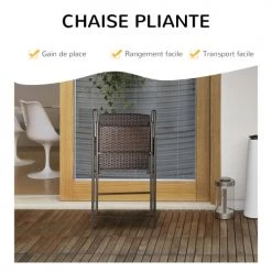 Outsunny Chaises De Jardin Lot 4 Tabourets De Bar Pliable Style Colonial Résine Tressée Chocolat 11 Outsunny Chaises De Jardin Lot 4 Tabourets De Bar Pliable Style Colonial Résine Tressée Chocolat -Fauteuils de jardin Soldes Boutique lot 4 tabourets de bar pliable style colonial resine tressee chocolat 3