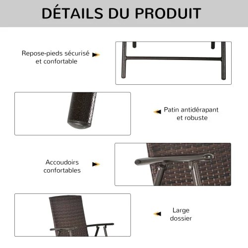 Outsunny Chaises De Jardin Lot 4 Tabourets De Bar Pliable Style Colonial Résine Tressée Chocolat 8 Outsunny Chaises De Jardin Lot 4 Tabourets De Bar Pliable Style Colonial Résine Tressée Chocolat – Image 6