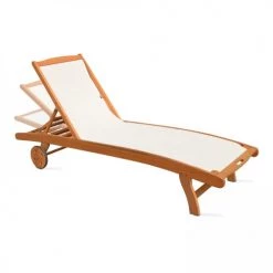 Oviala Bains De Soleil Et Chaises Longues Lot De 2 Bain De Soleil En Bois Et Textilène Beige -Fauteuils de jardin Soldes Boutique lot de 2 bain de soleil en bois et textilene beige 1
