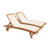 Oviala Bains De Soleil Et Chaises Longues Lot De 2 Bain De Soleil En Bois Et Textilène Beige -Fauteuils de jardin Soldes Boutique lot de 2 bain de soleil en bois et textilene beige