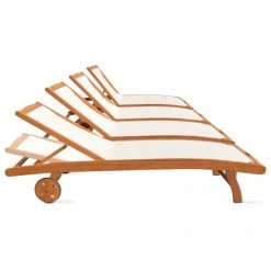 Oviala Bains De Soleil Et Chaises Longues Lot De 2 Bain De Soleil En Bois Et Textilène Beige -Fauteuils de jardin Soldes Boutique lot de 2 bain de soleil en bois et textilene beige 5