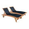 Oviala Bains De Soleil Et Chaises Longues Lot De 2 Bain De Soleil En Bois Et Textilène Noir -Fauteuils de jardin Soldes Boutique lot de 2 bain de soleil en bois et textilene noir