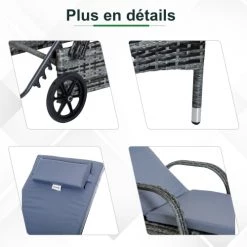 Outsunny Bains De Soleil Et Chaises Longues Lot De 2 Bains De Soleil Avec Matelas Table Basse Résine Tressée Gris 13 Outsunny Bains De Soleil Et Chaises Longues Lot De 2 Bains De Soleil Avec Matelas Table Basse Résine Tressée Gris -Fauteuils de jardin Soldes Boutique lot de 2 bains de soleil avec matelas table basse resine tressee gris 5