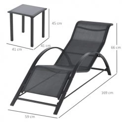 Outsunny Bains De Soleil Et Chaises Longues Lot De 2 Bains De Soleil Design Avec Table Basse Métal Textilène 10 Outsunny Bains De Soleil Et Chaises Longues Lot De 2 Bains De Soleil Design Avec Table Basse Métal Textilène -Fauteuils de jardin Soldes Boutique lot de 2 bains de soleil design avec table basse metal textilene 2