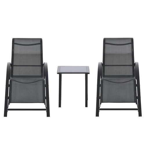 Outsunny Bains De Soleil Et Chaises Longues Lot De 2 Bains De Soleil Design Avec Table Basse Métal Textilène 7 Outsunny Bains De Soleil Et Chaises Longues Lot De 2 Bains De Soleil Design Avec Table Basse Métal Textilène – Image 5