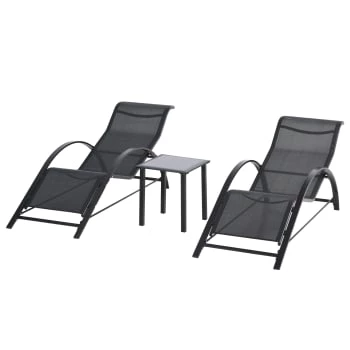 Outsunny Bains De Soleil Et Chaises Longues Lot De 2 Bains De Soleil Design Contemporain Avec Table Basse Gris 8 Outsunny Bains De Soleil Et Chaises Longues Lot De 2 Bains De Soleil Design Contemporain Avec Table Basse Gris – Image 6