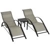 Outsunny Bains De Soleil Et Chaises Longues Lot De 2 Bains De Soleil Design Contemporain Avec Table Basse Gris -Fauteuils de jardin Soldes Boutique lot de 2 bains de soleil design contemporain avec table basse gris