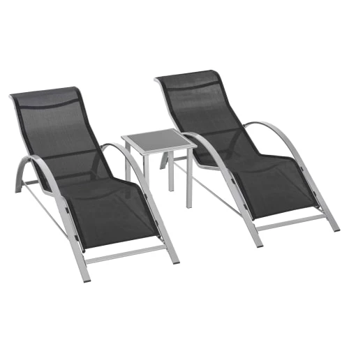 Outsunny Bains De Soleil Et Chaises Longues Lot De 2 Bains De Soleil Design Contemporain Avec Table Basse Gris 3 Outsunny Bains De Soleil Et Chaises Longues Lot De 2 Bains De Soleil Design Contemporain Avec Table Basse Gris