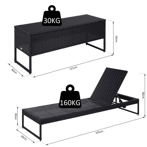 Outsunny Bains De Soleil Et Chaises Longues Lot De 2 Bains De Soleil Design Table Basse Avec Matelas Inclus 5 Outsunny Bains De Soleil Et Chaises Longues Lot De 2 Bains De Soleil Design Table Basse Avec Matelas Inclus – Image 3