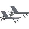 Ozalide Bains De Soleil Et Chaises Longues Lot De 2 Bains De Soleil En Acier Gris Anthracite Avec Table D'appoint -Fauteuils de jardin Soldes Boutique lot de 2 bains de soleil en acier gris anthracite avec table d appoint