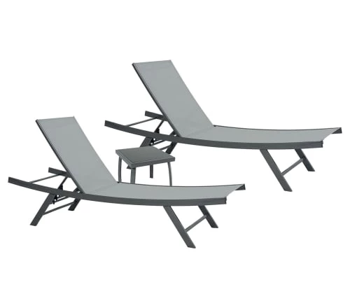 Ozalide Bains De Soleil Et Chaises Longues Lot De 2 Bains De Soleil En Acier Gris Perle Avec Table D'appoint 3 Ozalide Bains De Soleil Et Chaises Longues Lot De 2 Bains De Soleil En Acier Gris Perle Avec Table D'appoint