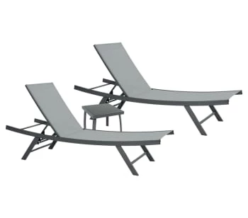 Ozalide Bains De Soleil Et Chaises Longues Lot De 2 Bains De Soleil En Acier Gris Perle Avec Table D'appoint 8 Ozalide Bains De Soleil Et Chaises Longues Lot De 2 Bains De Soleil En Acier Gris Perle Avec Table D'appoint – Image 6