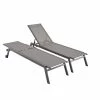 Alice's Garden Bains De Soleil Et Chaises Longues Lot De 2 Bains De Soleil En Aluminium Et Textilène Gris Foncé -Fauteuils de jardin Soldes Boutique lot de 2 bains de soleil en aluminium et textilene gris fonce