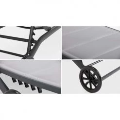 Oviala Bains De Soleil Et Chaises Longues Lot De 2 Bains De Soleil En Aluminium Gris -Fauteuils de jardin Soldes Boutique lot de 2 bains de soleil en aluminium gris 10