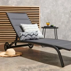 Oviala Bains De Soleil Et Chaises Longues Lot De 2 Bains De Soleil En Aluminium Noir -Fauteuils de jardin Soldes Boutique lot de 2 bains de soleil en aluminium noir 1