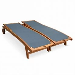 Alice's Garden Bains De Soleil Et Chaises Longues Lot De 2 Bains De Soleil En Bois Eucalyptus Anthracite -Fauteuils de jardin Soldes Boutique lot de 2 bains de soleil en bois eucalyptus anthracite 2