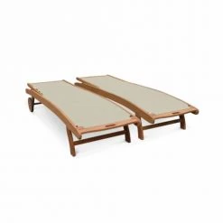 Alice's Garden Bains De Soleil Et Chaises Longues Lot De 2 Bains De Soleil En Bois Eucalyptus Gris Taupe -Fauteuils de jardin Soldes Boutique lot de 2 bains de soleil en bois eucalyptus gris taupe 2