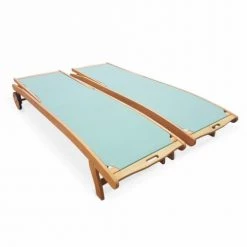 Alice's Garden Bains De Soleil Et Chaises Longues Lot De 2 Bains De Soleil En Bois Eucalyptus Vert De Gris -Fauteuils de jardin Soldes Boutique lot de 2 bains de soleil en bois eucalyptus vert de gris 1