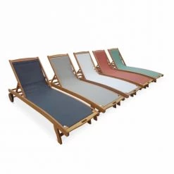 Alice's Garden Bains De Soleil Et Chaises Longues Lot De 2 Bains De Soleil En Bois Eucalyptus Vert De Gris -Fauteuils de jardin Soldes Boutique lot de 2 bains de soleil en bois eucalyptus vert de gris 5