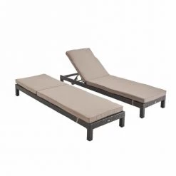 Alice's Garden Bains De Soleil Et Chaises Longues Lot De 2 Bains De Soleil En Résine Tressée Chocolat Et Marron