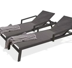 Paris Garden Bains De Soleil Et Chaises Longues Lot De 2 Bains De Soleil En Toile Plastifiée Et Aluminium Blanc 12 Paris Garden Bains De Soleil Et Chaises Longues Lot De 2 Bains De Soleil En Toile Plastifiée Et Aluminium Blanc -Fauteuils de jardin Soldes Boutique lot de 2 bains de soleil en toile et aluminium gris anthracite