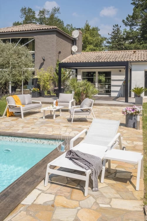 Paris Garden Bains De Soleil Et Chaises Longues Lot De 2 Bains De Soleil En Toile Plastifiée Et Aluminium Blanc 5 Paris Garden Bains De Soleil Et Chaises Longues Lot De 2 Bains De Soleil En Toile Plastifiée Et Aluminium Blanc – Image 3