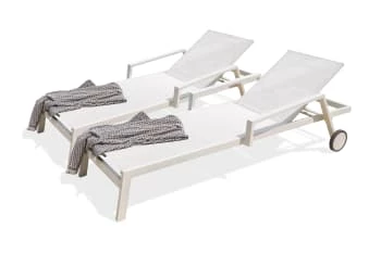 Paris Garden Bains De Soleil Et Chaises Longues Lot De 2 Bains De Soleil En Toile Plastifiée Et Aluminium Blanc 8 Paris Garden Bains De Soleil Et Chaises Longues Lot De 2 Bains De Soleil En Toile Plastifiée Et Aluminium Blanc – Image 6