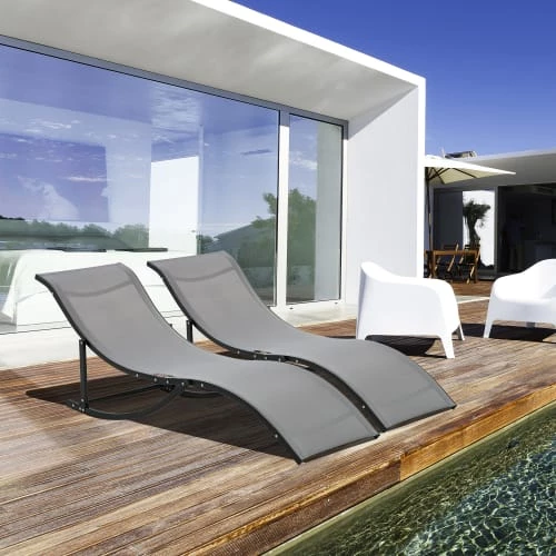 Outsunny Bains De Soleil Et Chaises Longues Lot De 2 Bains De Soleil Pliables Design Contemporain Anthracite 4 Outsunny Bains De Soleil Et Chaises Longues Lot De 2 Bains De Soleil Pliables Design Contemporain Anthracite – Image 2