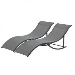 Outsunny Bains De Soleil Et Chaises Longues Lot De 2 Bains De Soleil Pliables Design Contemporain Anthracite