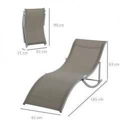 Outsunny Bains De Soleil Et Chaises Longues Lot De 2 Bains De Soleil Pliables Design Contemporain Gris Clair -Fauteuils de jardin Soldes Boutique lot de 2 bains de soleil pliables design contemporain gris clair 2
