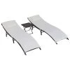 Outsunny Bains De Soleil Et Chaises Longues Lot De 2 Bains De Soleil Pliables Matelas Table Basse Résine Chocolat -Fauteuils de jardin Soldes Boutique lot de 2 bains de soleil pliables matelas table basse resine chocolat