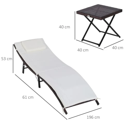 Outsunny Bains De Soleil Et Chaises Longues Lot De 2 Bains De Soleil Pliables Matelas Table Basse Résine Chocolat 5 Outsunny Bains De Soleil Et Chaises Longues Lot De 2 Bains De Soleil Pliables Matelas Table Basse Résine Chocolat – Image 3
