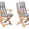 Beliani Chaises De Jardin Lot De 2 Chaises Avec Coussin à Rayures Beige Et Bleu -Fauteuils de jardin Soldes Boutique lot de 2 chaises avec coussin a rayures beige et bleu