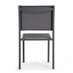 Oviala Lot De 2 Chaises De Jardin Aluminium Et Textilène Gris -Fauteuils de jardin Soldes Boutique lot de 2 chaises de jardin aluminium et textilene gris 3