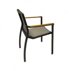 Meubletmoi Lot De 2 Chaises De Jardin Avec Accoudoirs En Teck Et Textilène -Fauteuils de jardin Soldes Boutique lot de 2 chaises de jardin avec accoudoirs en teck et textilene 10