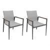Meubletmoi Lot De 2 Chaises De Jardin Avec Accoudoirs En Teck Et Textilène -Fauteuils de jardin Soldes Boutique lot de 2 chaises de jardin avec accoudoirs en teck et textilene