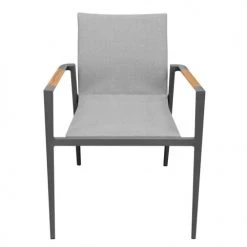 Meubletmoi Lot De 2 Chaises De Jardin Avec Accoudoirs En Teck Et Textilène -Fauteuils de jardin Soldes Boutique lot de 2 chaises de jardin avec accoudoirs en teck et textilene 2